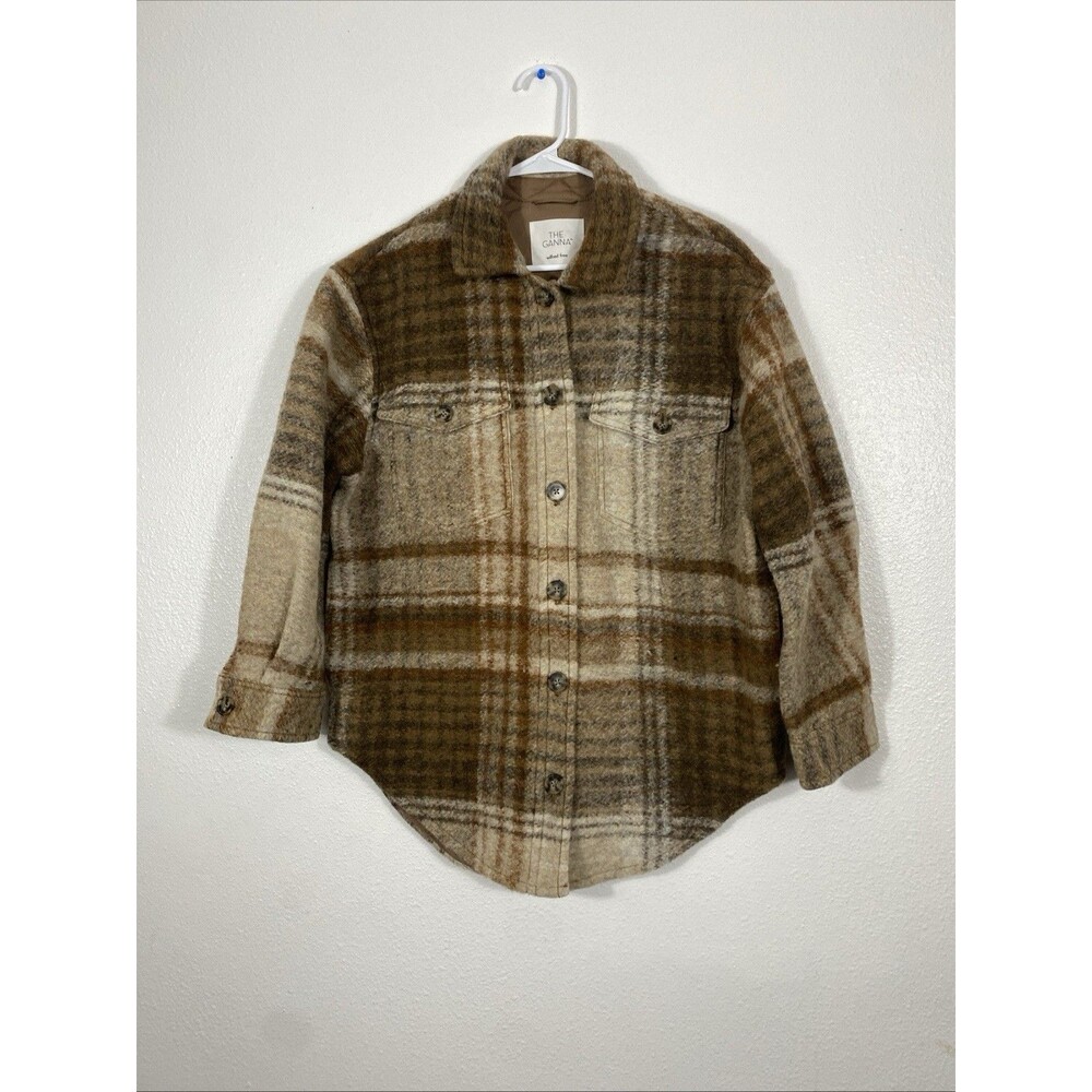 Wilfred Free Aritzia The Ganna Womens Wool Plaid Shacket Jacket M Oversized - Picture 4 of 16
